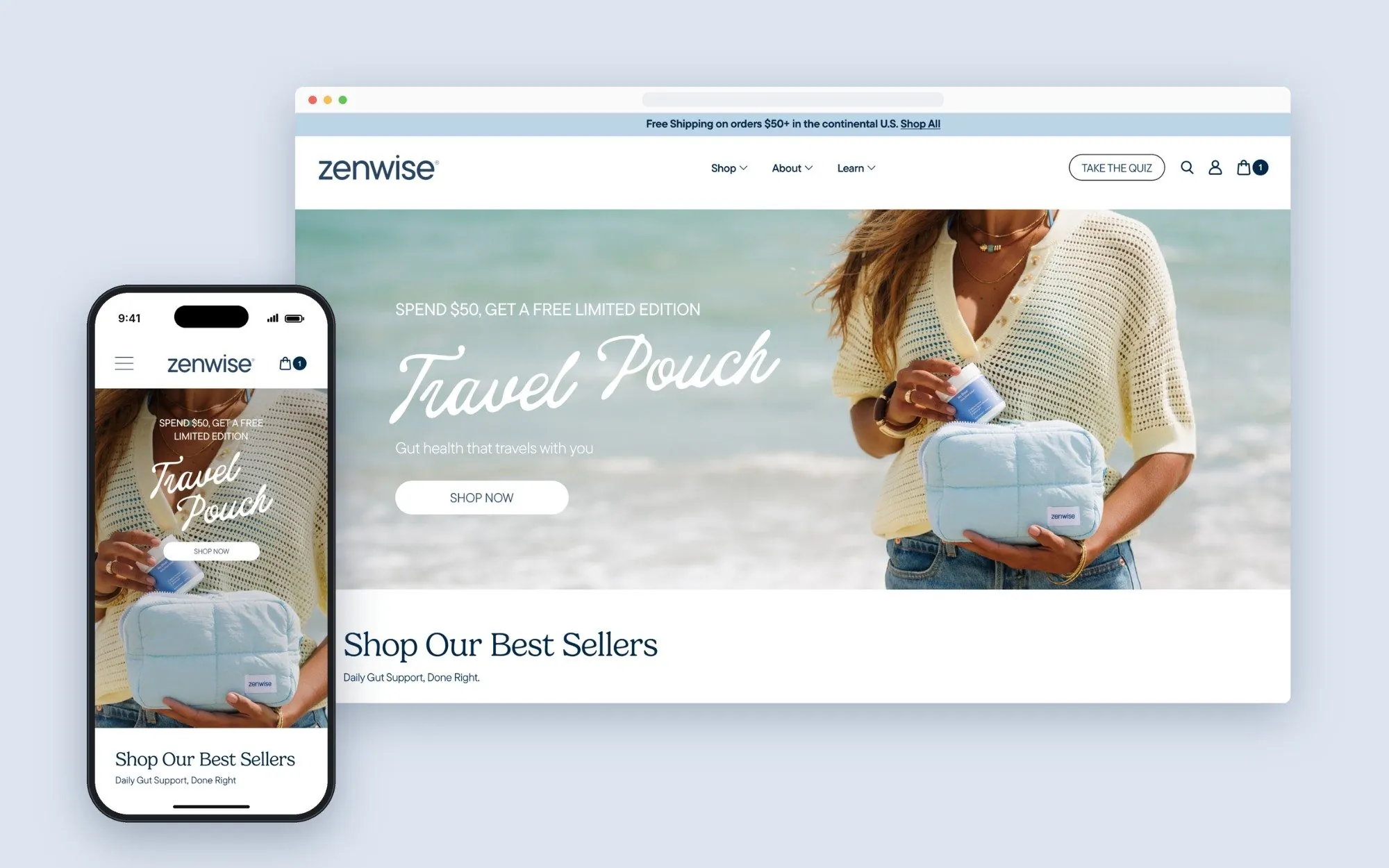 Zenwise Summer campaign on the website, desktop and mobile